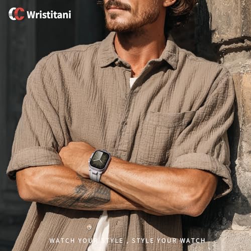 Image of Wristitani Leather Bands Compatible with Apple Watch Band 49mm 46mm 45mm 44mm for Men, Metal Connector & Genuine Leather Straps for iWatch Ultra3 /2 /1 SE3 /2 /1 Series 11 10 9 8 7 6 5 4 [NO Watch and Case]