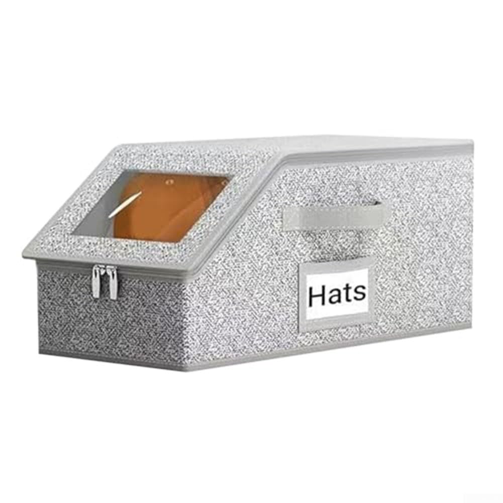 Scatola portaoggetti grigia per cappelli da baseball, organizer rigido per cappelli con cerniera armadio e viaggio, custodia protettiva per 1 berretto, salvaspazio, 22,9 x 29,1 cm