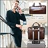 BAIGIO Real Leather Briefcase for Men with 15.6 inch Laptop Compartment, Large Over Shoulder Bag Mens Vintage Work Handbag Functional Cross Body Messenger for Business Office Travel, Coffee Brown #5