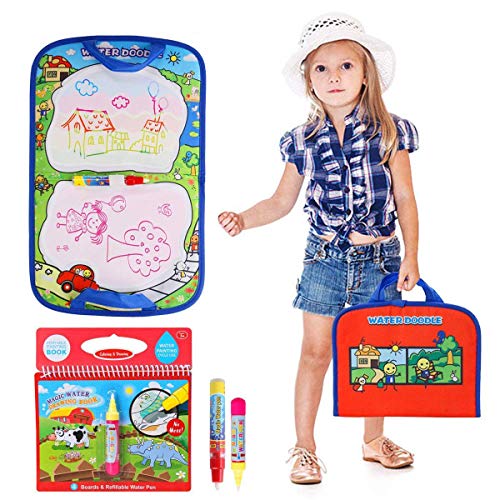 BBLIKE 1 Livre de Dessin aquadoodle à colorier Eau Magique et 1 Papier de Jeu avec 2 Stylo à Eau Portable pour Enfants