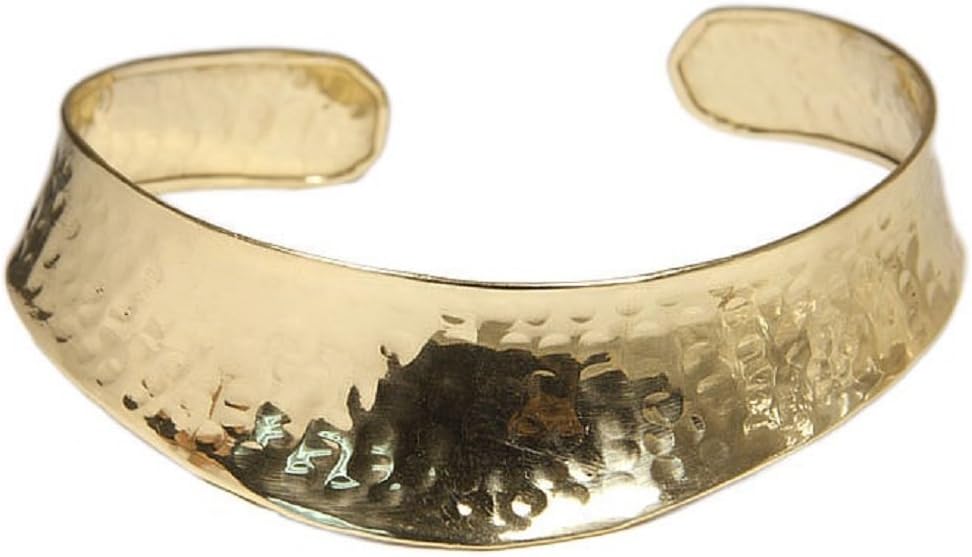 SG Paris Women's Rigid Choker Torque Necklace Ethnic HaMMered Effect - Large Base Metal