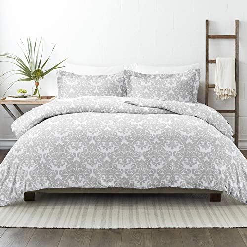 Linen Market Premium Ultra Soft Pattern 3 Piece Reversible Bettbezug-Sets, Mikrofaser, hellgrau, Full/Queen Cover