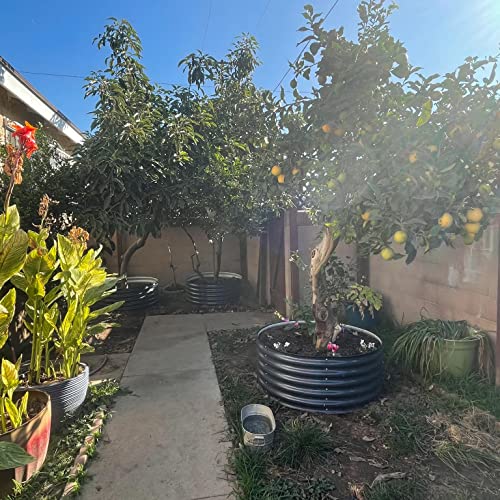 Olle 17" Tall, 42" Round Galvanized Raised Garden Bed Kit,Metal Raised Planter Boxes Outdoor Diy Raised Garden Beds Outdoor For Vegetables,3.5 * 3.5 * 1.4Ft,Midnight Grey #TOP5