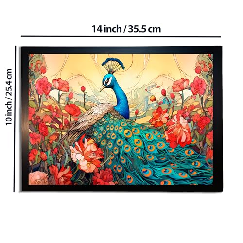 Image of redbakers.in Peacock Wall Art Print, Framed Paintings, Living Room Decor Vastu || Stylish Picture Frame for Home & Office Decoration|| Best Gift Size 10 x 14 Inch (Modern, AUBREY, 10 X 14 Inch)