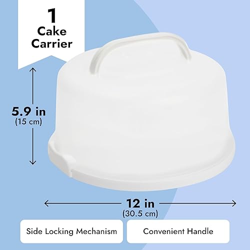 Miniatura 3 de Juvale Porta pasteles y pasteles redondos con tapa y asa, 12 x 5.9 pulgadas, contenedor de plástico para almacenamiento de pasteles y postres para