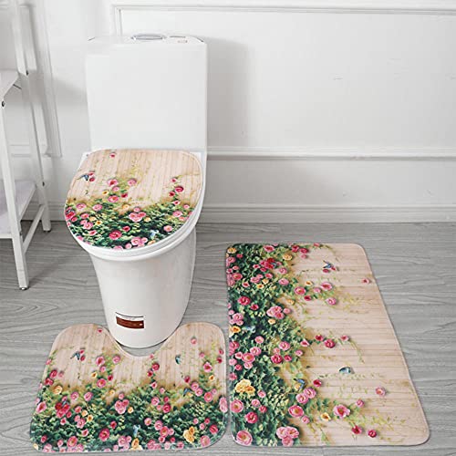 Alfombrillas de baño Set 3 Piezas,Alfombra para Asiento de Inodoro,3D Felpudo Exterior & Felpudo Entrada,Terraza Esteras,Alfombras de Salón,Moquetas,Antideslizante ​Lavable Moquetas,Cocina Dormitorio Cover
