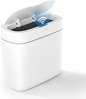 MOPALL Automatic Motion Sensor Bathroom Trash Can with Lid, 3.5 Gallon Touchless Garbage Can,Waterproof Smart Trash Can Small Waste Basket for Kitchen Bedroom Office Bathroom Living Room RV