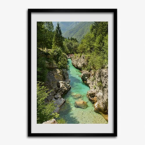Cadre photo 50x70 cm en bois MDF Tulup avec affiche paysage de ruisseau de montagne