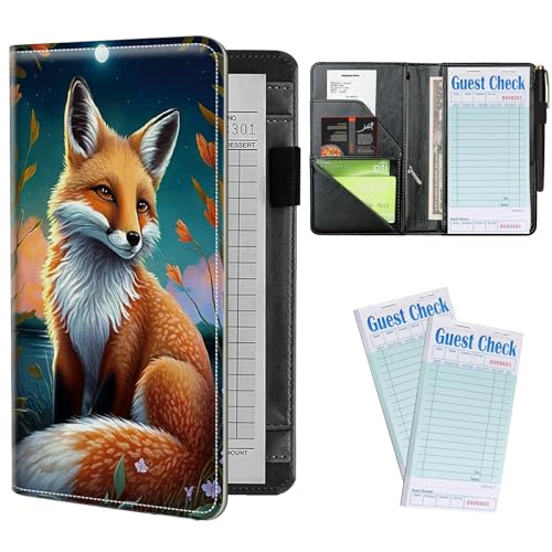Server Books Plus 2 Pack Guest Checks Pads for Waitress Waiter, Foe Moonnight Server Booklet Waitstaff Organizer with Zipper Pocket Guest Check Presenters Server Wallet Money Holder (5