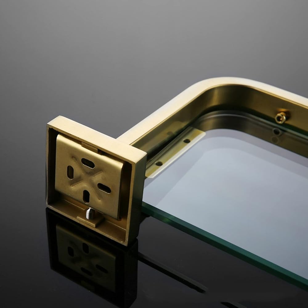 Estante de cristal templado montado en la pared, organizador de baño de acero inoxidable, ajustable, 30 a 60 cm, solución de almacenamiento para toallas, artículos de tocador y decoración, artículos