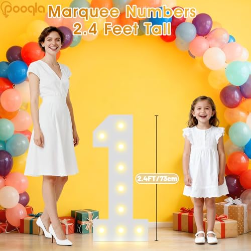 Image of Pooqla 2.4FT Light Up Numbers for 50th Birthday Decorations for Her Him, Marquee Numbers 2.4 Feet Tall Party Decor for Gifts, Mosaic Big Sign for 50th Birthday Party Backdrop Decor, Large Number 50
