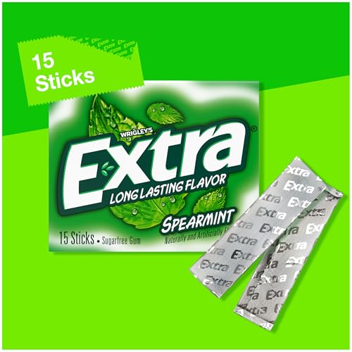 Extra Wrigley's Long Lasting Flavor Spearmint 15-Sticks, 40.5 g, 10 Pack