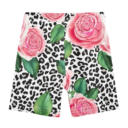 Joisal Pink Roses Green Black Leopard Toddler Girls Biker Shorts 4t Under Shorts for Dresses Cotton Little Girl2