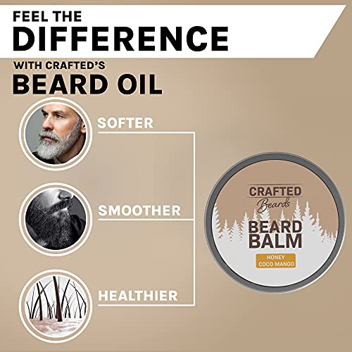 Deluxe Beard Oil And Beard Balm - For A Softer, Smoother, Moisturized Beard - Made With All-Natural And Organic Ingredients - Leave In Conditioner - Beard Care Kit For Men - Honey Coco Mango #TOP3