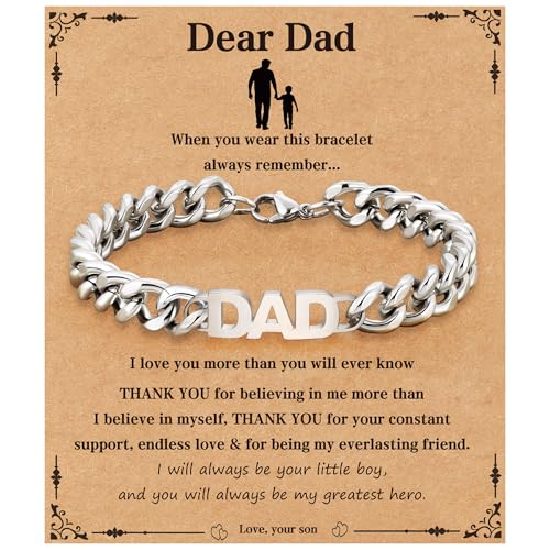 Men’s Bracelet Father Day Gifts from Son Best Dad Grandad Father’s New Dad to be Gifts Cuban Chain Bracelet Jewellery Presents for Birthday Fathers Day Christmas Valentines