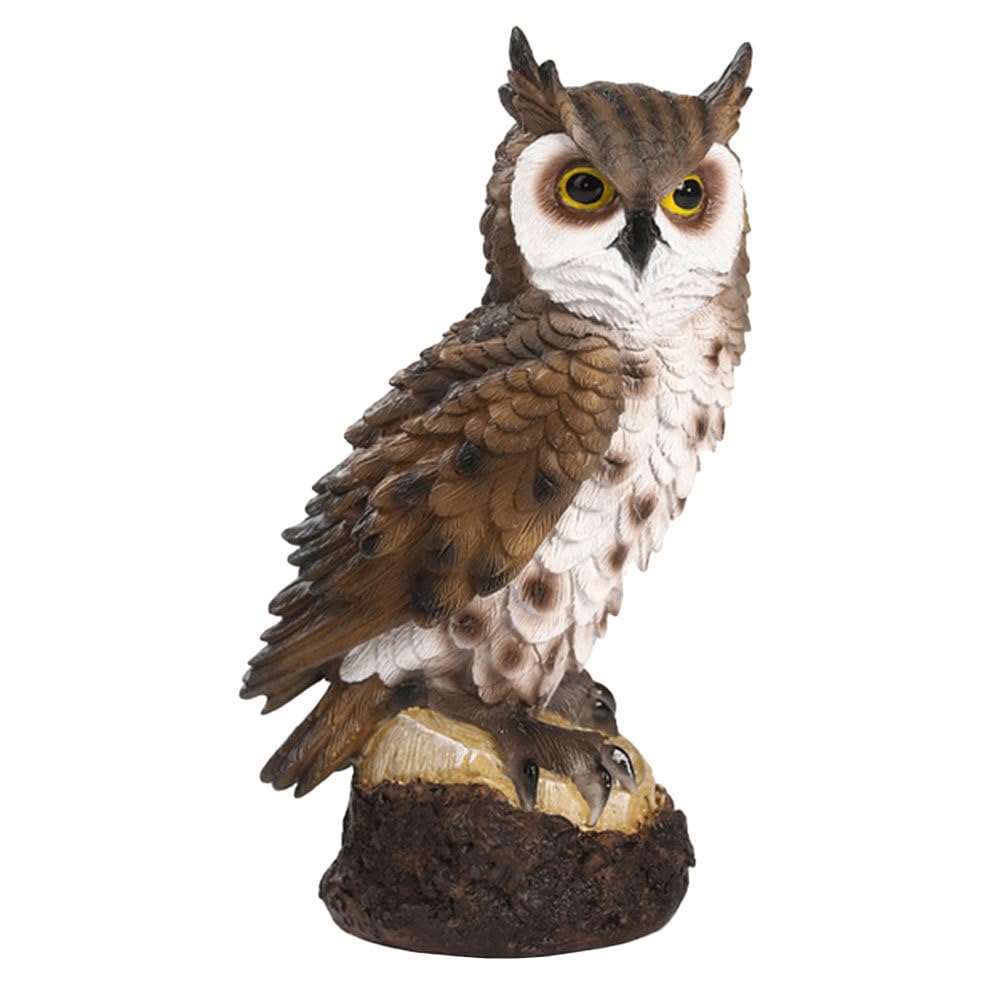 Yardwe 1 Pc Búho Decorativo Estatua De Pájaro De Jardín Figura De Búho Garden Águila Espantapájaros Figura De Buho De Juguete Estatuillas De Búho De Jardín Resina El Pájaro
