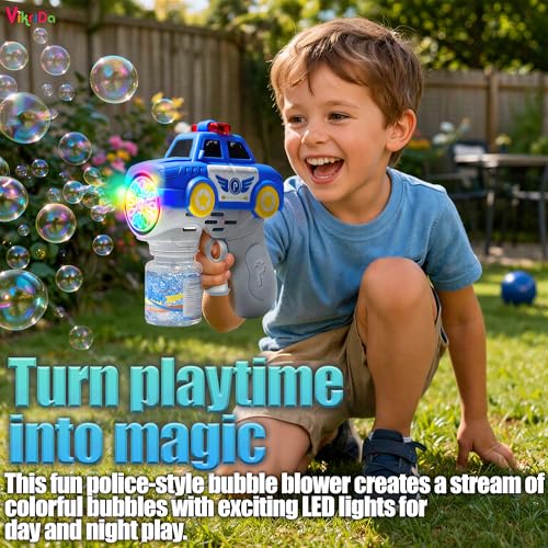 Image of VikriDA Kids School Bus Bubble Gun Toy - Automatic Bubble Blower Machine with Lights, 1 Bubble Solutions Included, Outdoor Toy for Boys & Girls