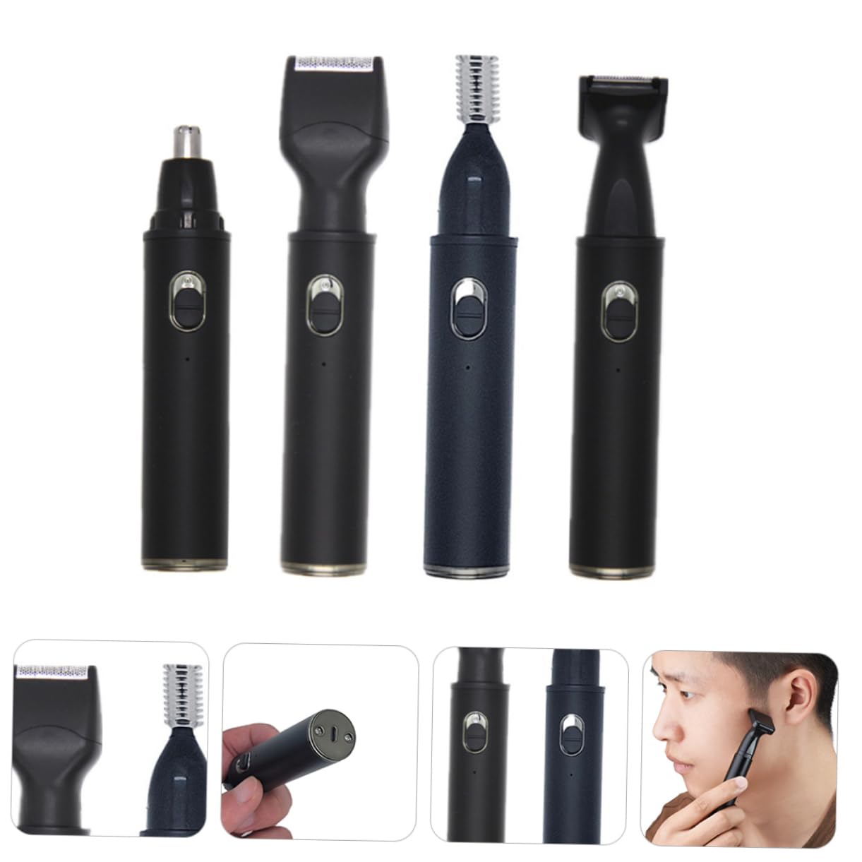 Recortadora Eléctrica de Vello Corporal Negra de Aleación de Aluminio | Abs, Corte Preciso Tirones, Diseño Desmontable Portátil, para Brazos y Vello Nasal