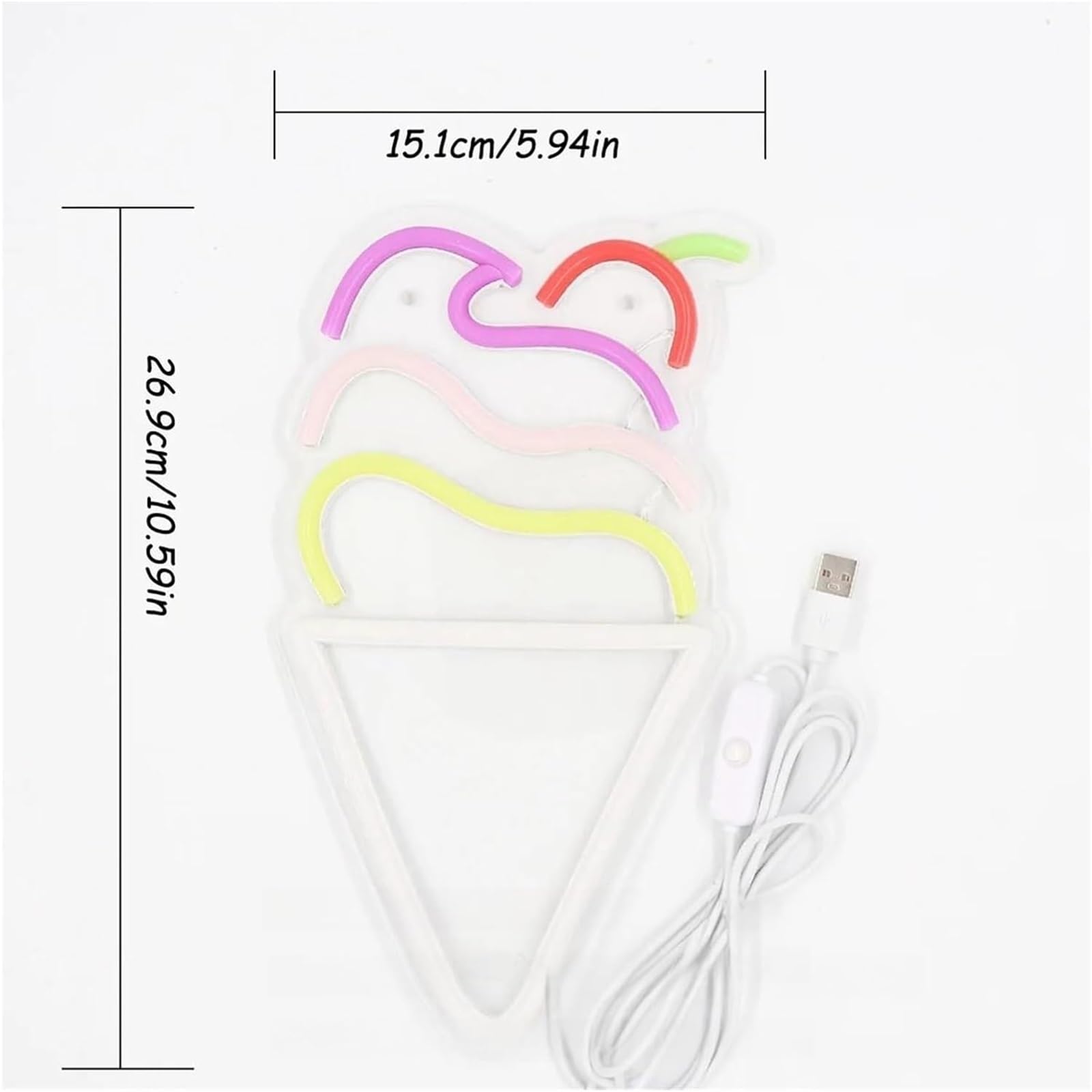 LED Lampada al neon Per lampada al neon Cono gelato con ciliegia per insegna per parete dimmerabile alimentata per luce