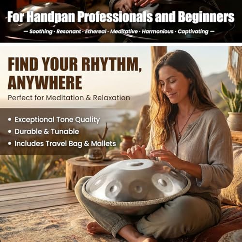 Handpan Drum 22 Inches en Re menor 432 Hz 9 Notas miniatura 2