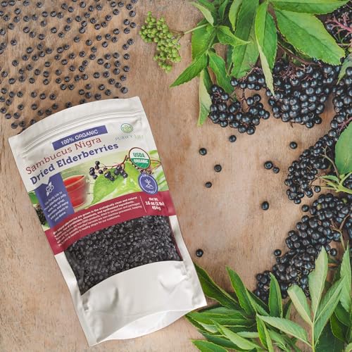 USDA Organic Dried Elderberries 1lb, Whole Black Elderberry Bulk - image 8