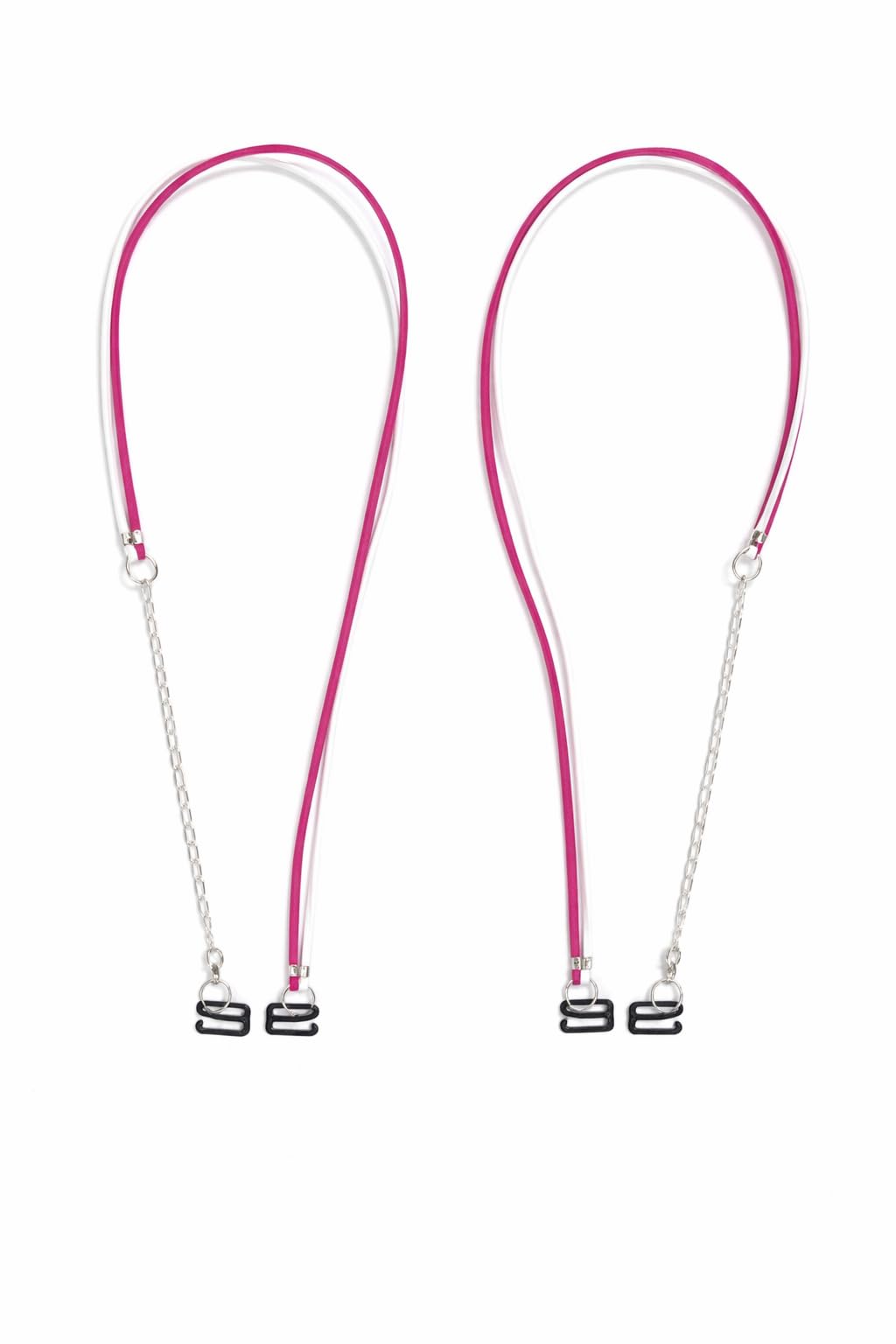 heddz Designer Bra Strap Replacement for Women | Adjustable Soft Leather Blouse Strap with Metal Chain & S Hook | Decorative Ethnic Shoulder Strap (White & Pink)-picture-16