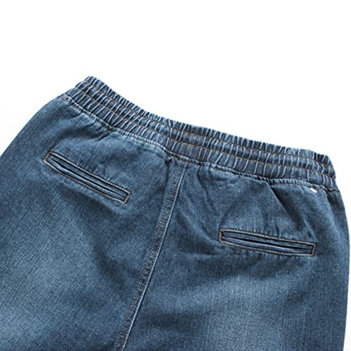 Men's Lightweight Denim Jogger Pants Elastic Waist Casual Jeans Trousers Vintage Stretch Workout Jean Sweatpants4