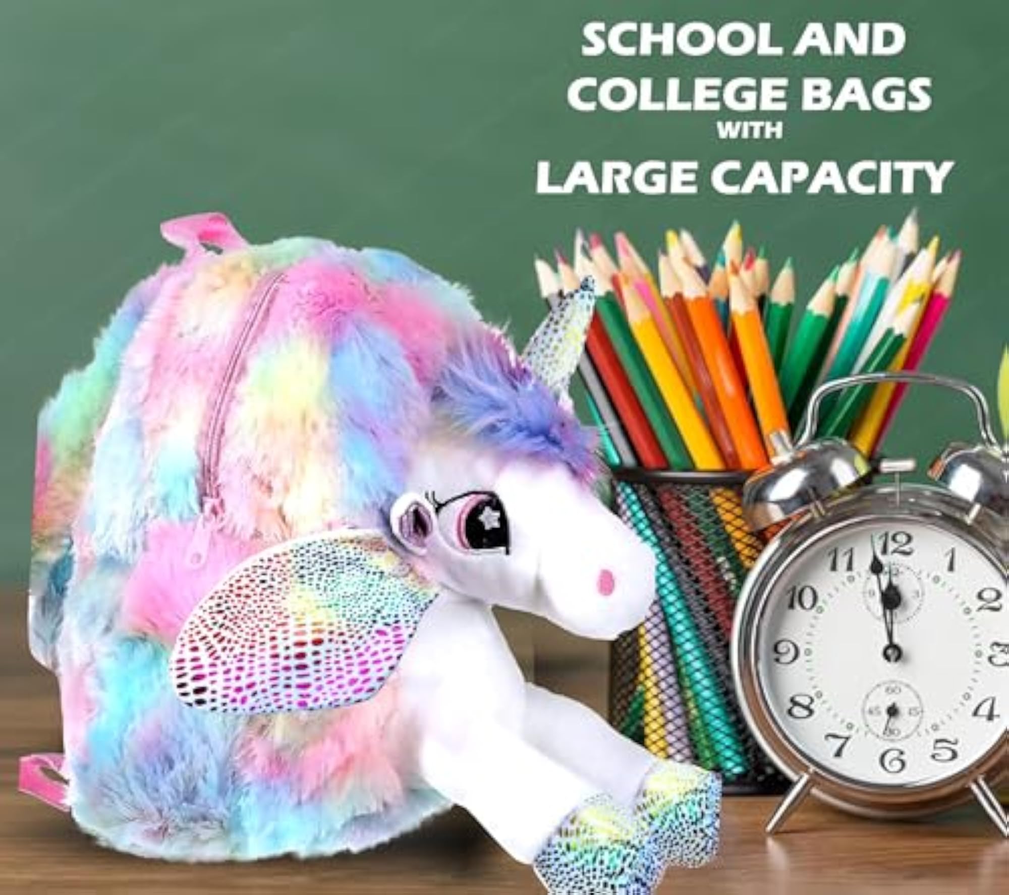 Unicorn Soft Fur Bag for Kids, Lightweight Mini Backpack
