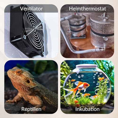 Digital Temperaturregler Steckdose,230V Thermostatsteckdose mit 2m Fühler,Heizung Kühlen Temperaturschalter Thermostat Steckdose Temperaturschalter für Gewächshaus Aquarium Kühlschrank