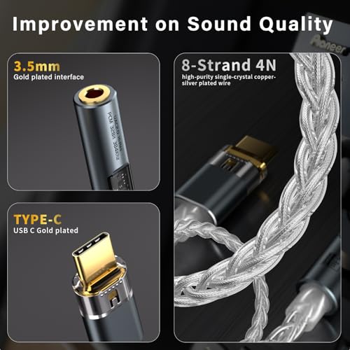 Image of USB C DAC Dongle with Dual Chip CX31993 MAX97220, USB-C to 3.5mm Audio Adapter with in Ear Monitor Amplifier, Type C to Amp Headphones Aux with USB-A Adapter for iPhone 16 Android Mac Windows iPad