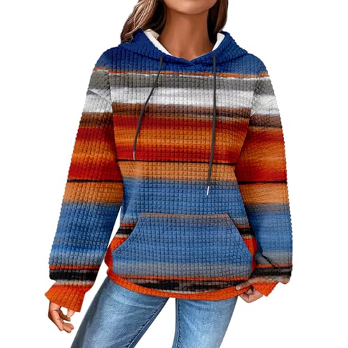Sweat à capuche femme gaufré rayé dégradé avec poche kangourou