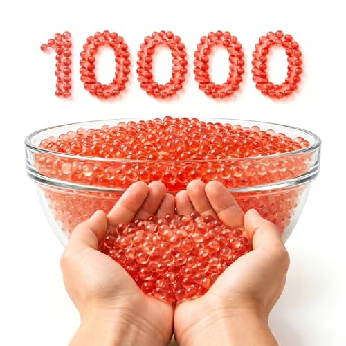 Image of Verat Gel Blaster Refill Water Beads Transparent for Gun Suitable Size 7-8mm Safe Non-Toxic Ammo for Gel Guns & Decorative Vase Filler (This Gel Balls for Specially for Gun) (1 Packets, 10000 Red)