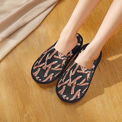 Bacons Meat Slippers For Women Men,Comfy Faux Fur House Slipper Scuff Memory Foam Slip On Anti-Skid Sole #TOP6