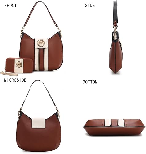Vista 5 de MKF Collection Mia K - Juego de bolso hobo para mujer y cartera de pulsera, bolso de mano de diseñador con asa superior