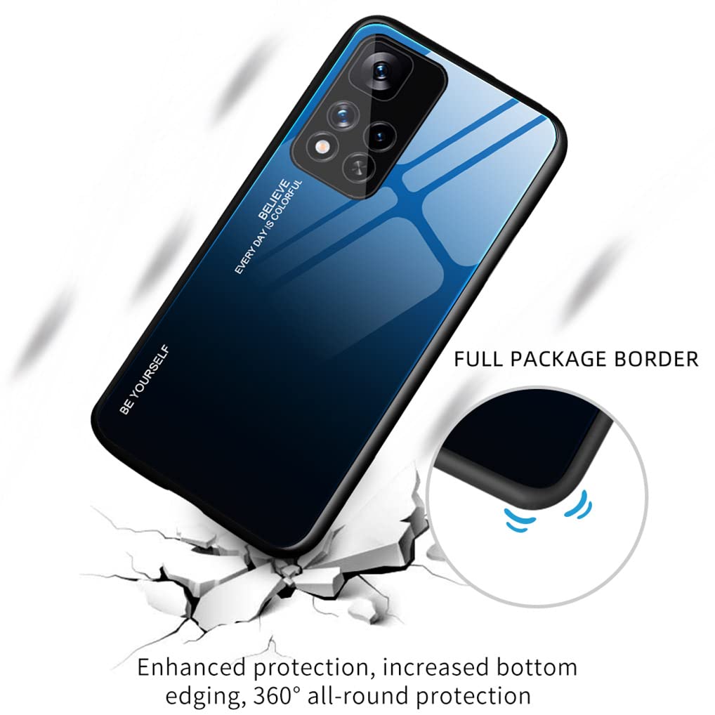 MAOGE Trasparente Cover per Xiaomi Redmi Note 11 PRO+ 5G (Note 11 PRO Plus), [Protezione Schermo Integrata] Rugged Custodia Antiurto Rigida PC + TPU Sottile Bumper Silicone Case - Blu Scuro