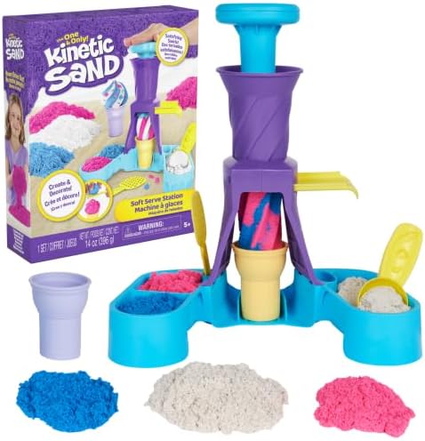 Kinetic Sand Soft Serve Station, Moldable Play Sand Sensory Toys, Ages 5+