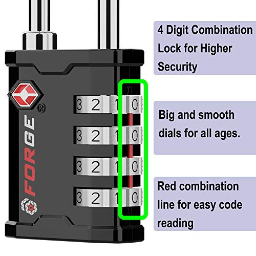 FORGE 4 Digit 17067 TSA Approved Gun Box, Tool Box and Case Lock, Combination Padlock for Travel, Black 2 Locks. - Image 5