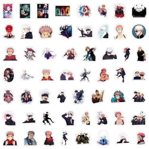 Image of 55pcs Japanese Anime Jujutsu Kaisen Stickers for Kids,Vinyl Waterproof Jujutsu Kaisen Decal for Water Bottle Laptop Toy Sticker for DIY Decorate Bumper Phone Hard Hat Teens Gifts