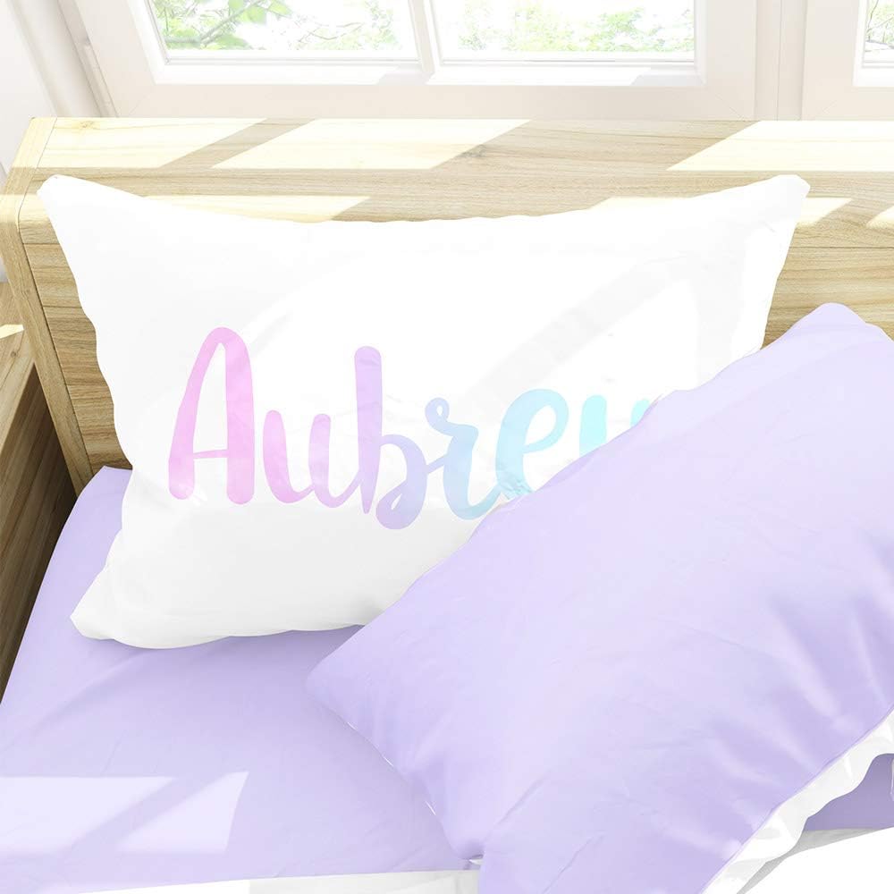 Personalized Girls Name Pillow Case, Pink Purple and Blue, Custom Childs Gift, Standard 20 x 30 inch Pillow Cover
