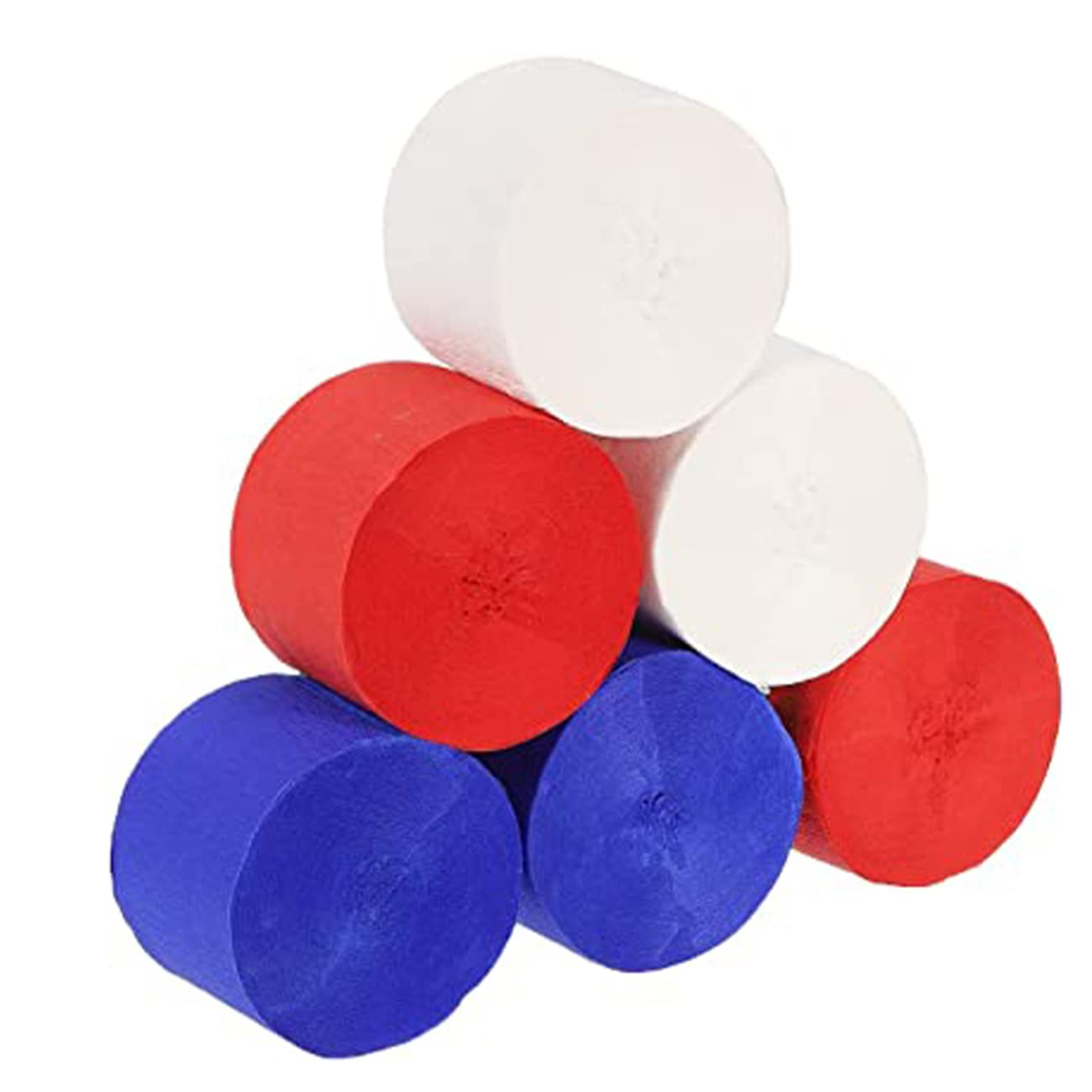 Krepppapier-Luftschlangen Rot, Weiß, Blau – 6 Rollen (130 M) Für Patriotische Feste Wie Den 4. Juli