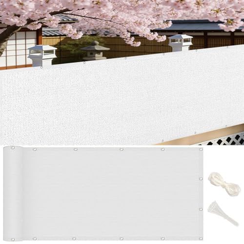 Brise vue 120 x 660 cm coupe-vent blanc avec œillets pour balcon