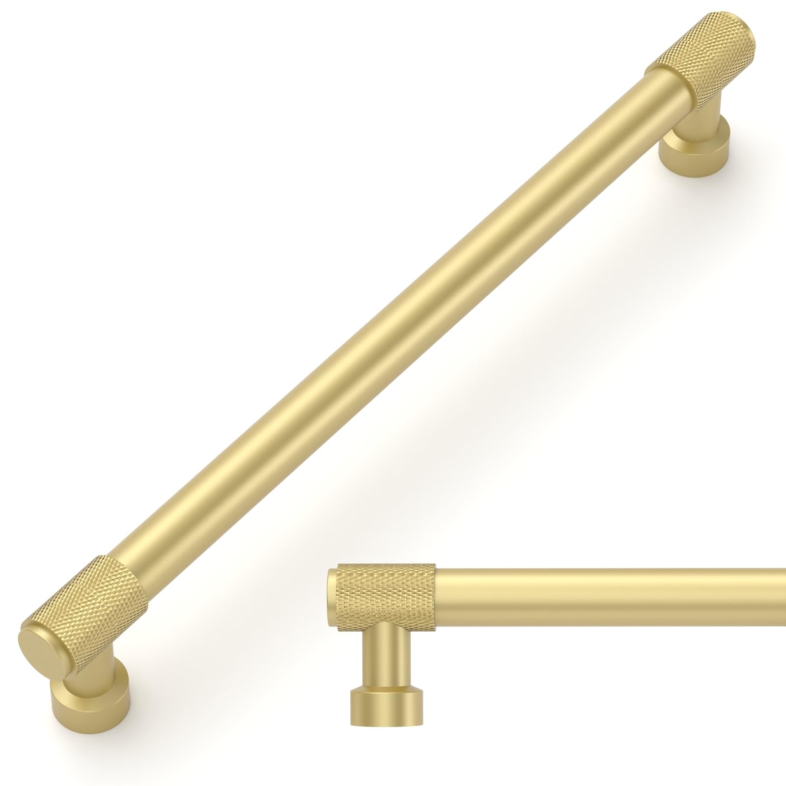 Amerdeco 10 Pack Matte Gold Cabinet Pulls 192mm(7.5Inch) Hole Center Cabinet Hardware Kitchen Cabinet Handles for Bathroom Drawer Pulls Dresser Pulls AM011