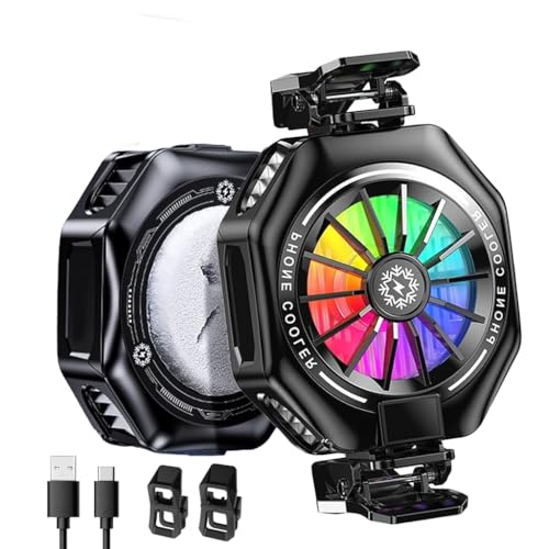 Image of ZORBES Phone Cooler for Gaming, 15W Magnetic Mobile Cooler, Gaming Cooling Fan with 3 Level Model Dislay, RGB Light, Semiconductor & 7-Blade Fan, Phone Cooling Pad for IOS & Android Phones