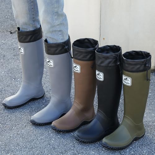 Lvptsh Gummistiefel Damen Herren Faltbar Hoch Regenstiefel Klapp Langschaft Wasserdichte Garten Stiefel Regenschuhe Gartenschuhe Wellington BootsGreen,EU 38/39