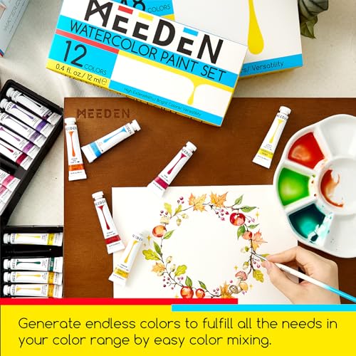 Image of MEEDEN Watercolour Paint Tubes Set: 48 x 12ml (0.4 oz) Colors Painting Set
