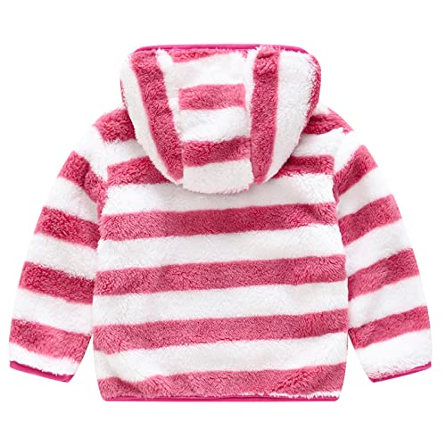 Toddler Boys Girls Stripe Fleece Hooded Jacket Coat Winter Zip up Long Sleeve Hooded Coat Thick Warm Outerwear3