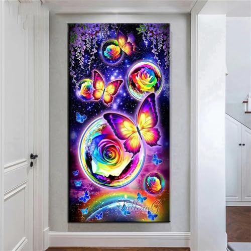 Peinture diamant adulte papillon coloré pour créer une décoration murale salon 80x160cm