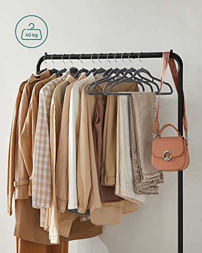 SONGMICS Kledingrek, kledingstang op wieltjes, tot 40 kg belastbaar, van metaal, met roosterplank, zwart HSR25BK - Image 8