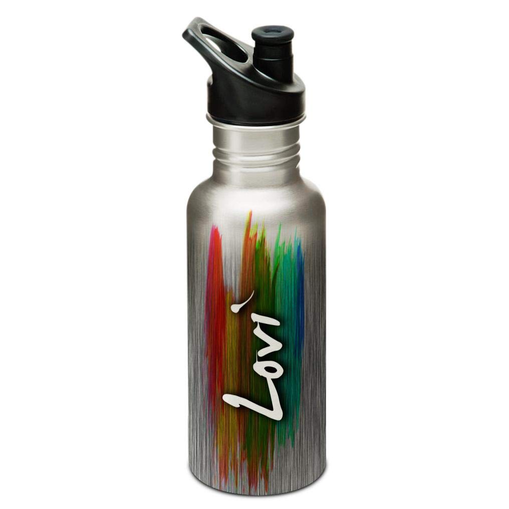 Hot Muggs"Lovi Me Paintbrush Stainless Steel Sports Cap Water Bottle, 600ml