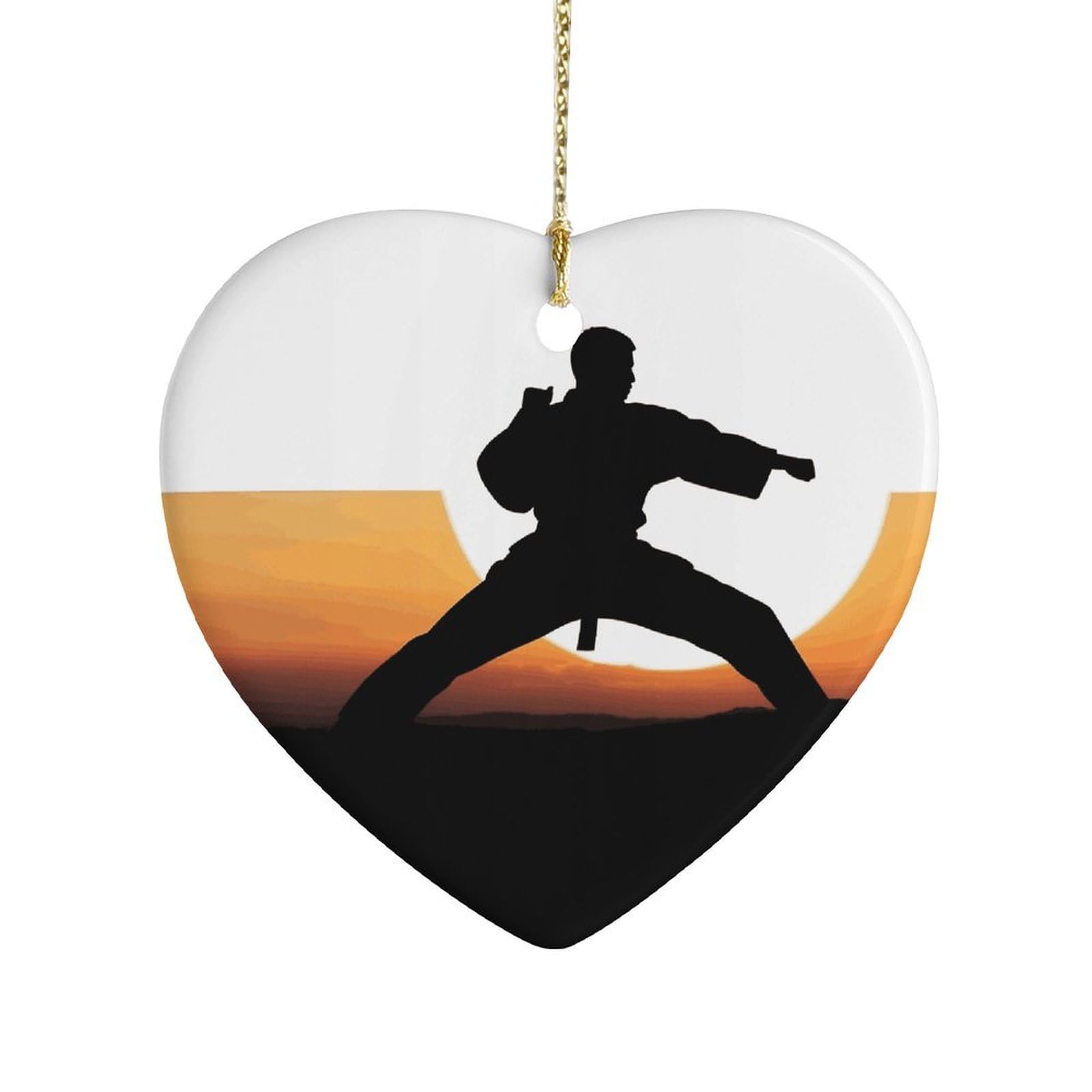 Fekiloot Style Karate Silhouette Ceramic Ornament Home Decor Keepsake